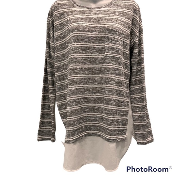 Design History Sweaters - Design History grey light knit stripped top size medium